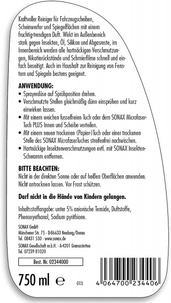 Очиститель стекол SONAX Scheiben Star 750 мл