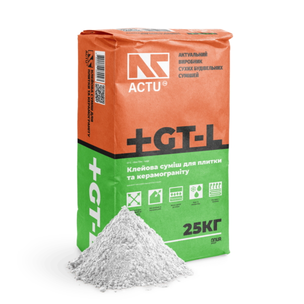 Клей для керамической плитки ACTU и керамогранита ПРО, GT-L, 25кг