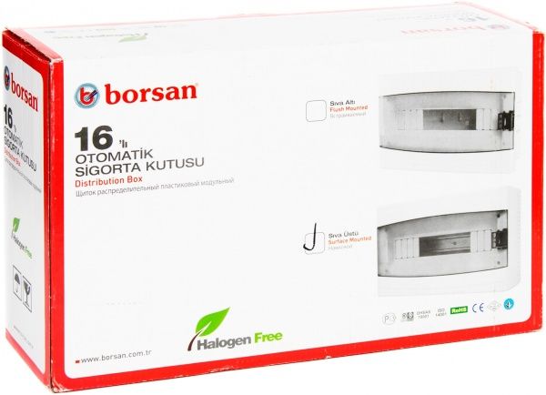 Щиток пластиковый Borsan на 16 модулей внешний 0630;BR.816