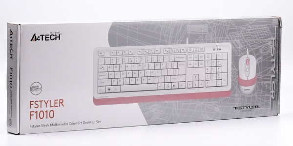Комплект клавиатура + мышь A4Tech F1010 (Pink) Fstyler USB 