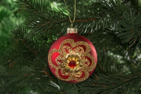 Куля скляна Квітка d100 JF151464-10 червоний