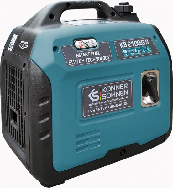 Електрогенераторна установка Konner&Sohnen 1,8 кВт / 2 кВт 230 В KS 2100iG S бензин/газ