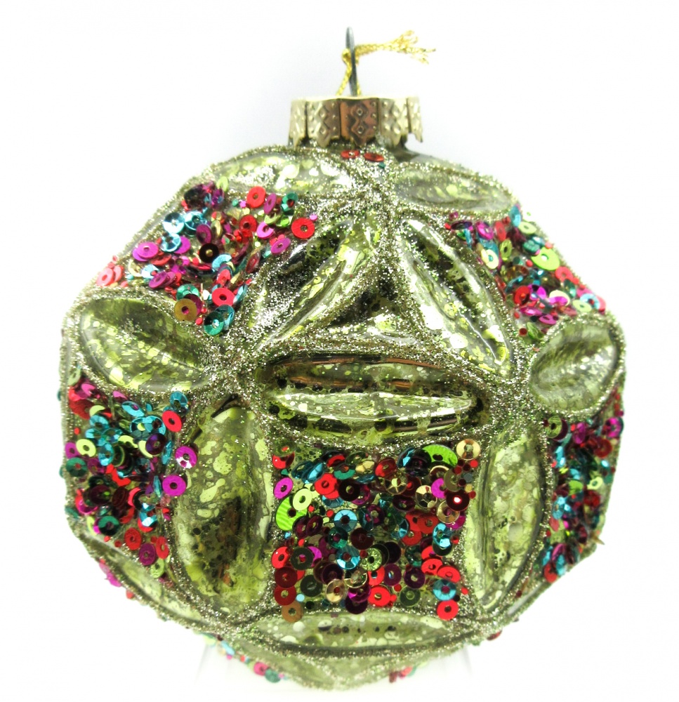 Куля скляна Angelo Domani 3D з паєтками d 100 мм в асортименті JF0231484-86