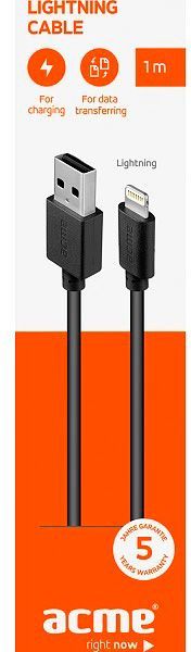Кабель Acme Lightning – USB 2 м чорний (4770070879122) CB1032 
