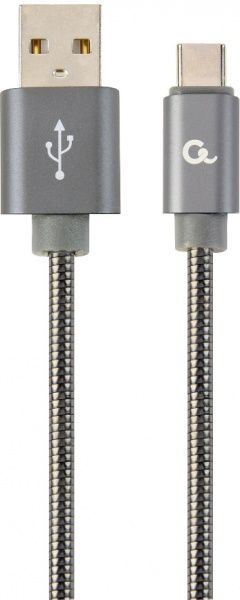 Кабель Cablexpert Lightning – USB 2 м сірий (CC-USB2S-AMCM-2M-BG) USB 2.0 A-тато/C-тато 