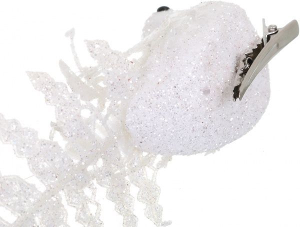 Декорация новогодняя Птичка 14 см розовая с белым EPI-EYJY14255-2 