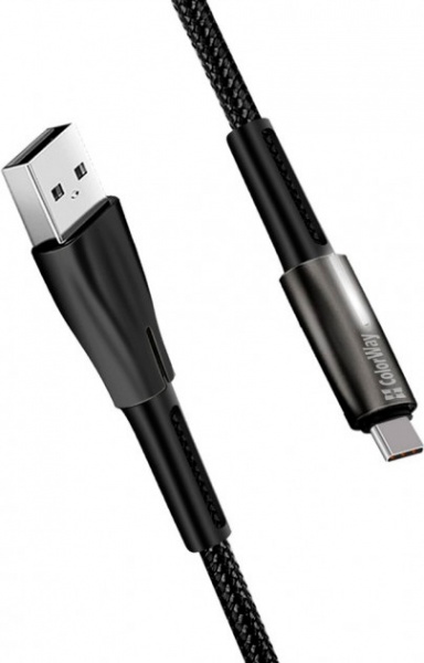 Кабель ColorWay USB - Type-C (Zinc Alloy + Led) 2.4А 1 м black 