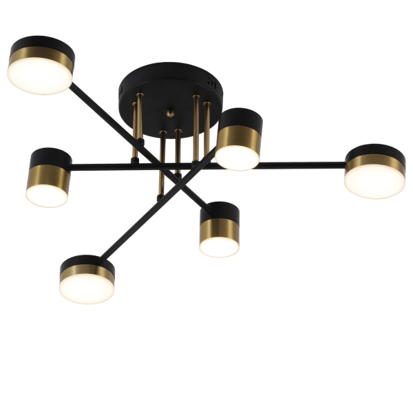 Люстра светодиодная Victoria Lighting с пультом д/у 60 Вт черный/золото Quentin/PL6 black 