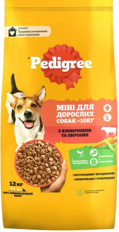 Корм сухий для малих порід Pedigree з яловичиною та овочами 12 кг