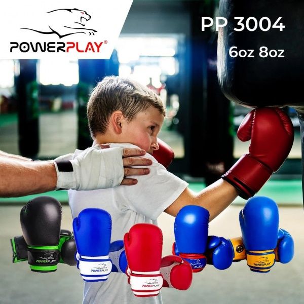 Боксерские перчатки PowerPlay р. 6 6oz 3004JR_6oz белый с красным