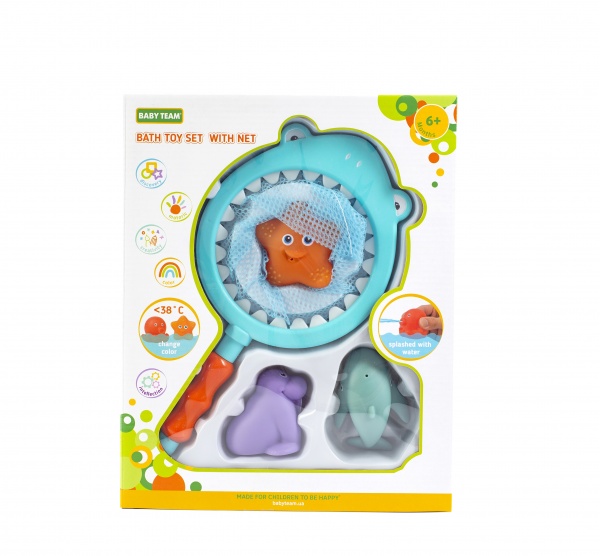 Набір іграшок для ванної Baby Team з сачком в асортименті 9027