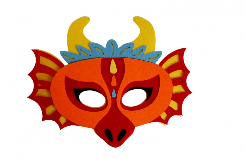 Маска карнавальна Аплі Краплі з фетру Дракон №1 різнокольоровий НМ-07