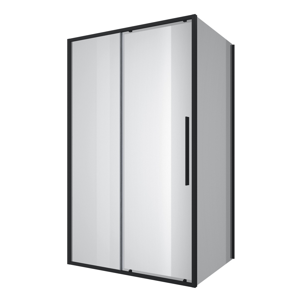 Душевая кабина Koller Pool AQPD12+BLC AQUA PRO прямоугольная slim Black matt 1200x900x1950 мм стекло 6мм прозрачное (створки раздвижные)