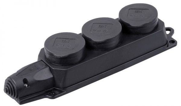 Колодка IEK Омега РБ33-1-0м IP44 с заземлением 3 гн. черный PKR61-016-2-K02 