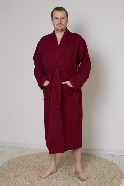 Халат вафельный Ideal для женщин р. XL бордовый