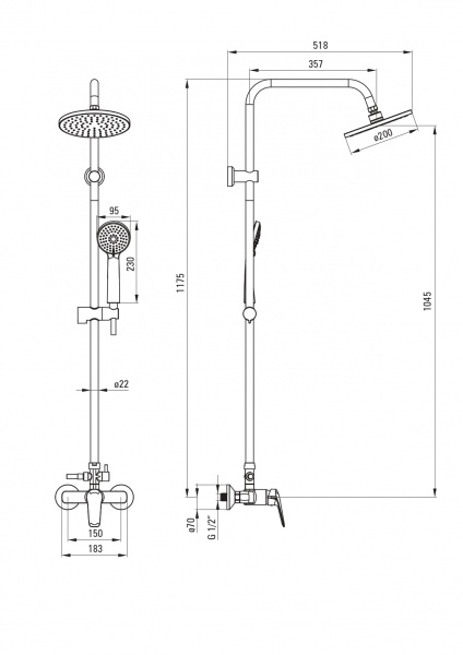 Душова система Deante зі змішувачем BORO NER_N1RK