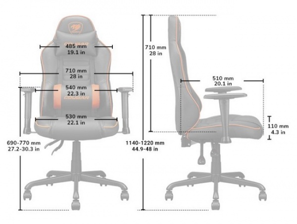 Кресло игровое Cougar Fusion S Black черный 