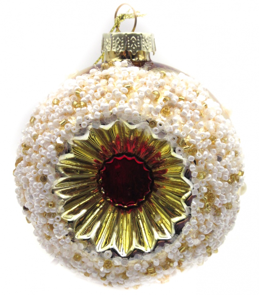 Елочная игрушка Angelo Domani шар/юла розетка с бисером d 80 мм в ассортименте JF0232786-8 / JF0232787