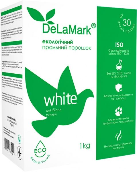 Пральний порошок для машинного та ручного прання DeLaMark ECO White 1 кг