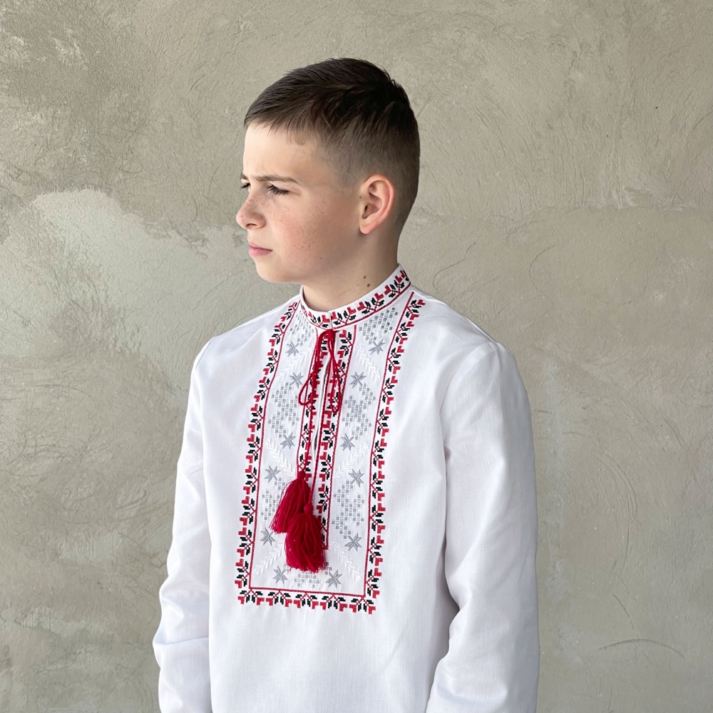 Вышиванка для мальчиков Эдельвика р.110 белый 164-25/09