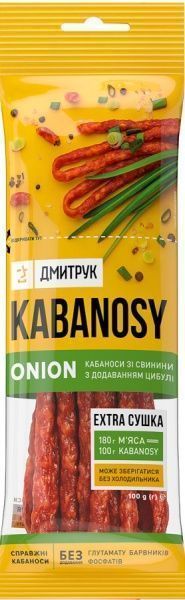 Снеки ДМИТРУК Kabanosy свинина з цибулею 100 г 