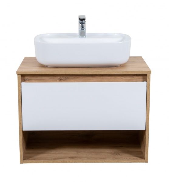 Тумба подвесная ScandiSPA Edda севилья со столешницей 80 см с умывальником Aqua 60 см