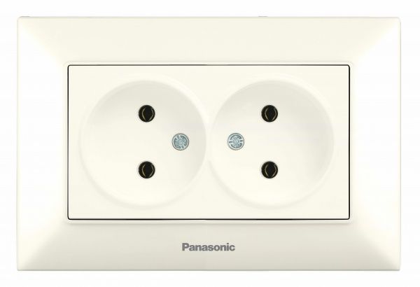 Розетка двойная без заземления Panasonic Arkedia Slim без шторок без крышки кремовый 480200247