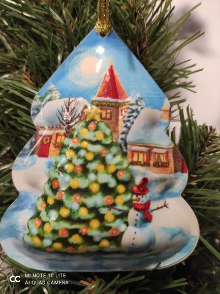 Елочная игрушка Елка и Снеговик 10 см 