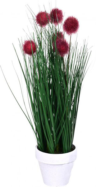 Растение искусственное трава с бордовыми шариками 34 см в горшке P5264JSY-34
