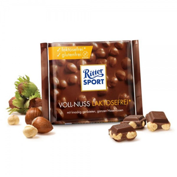 Молочний шоколад Ritter Sport Безлактозний з цільними лісовими горіхами 100 г