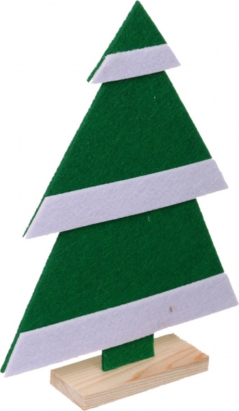 Декорация новогодняя из фетра Елка на подставке 24 см зеленый 120752 