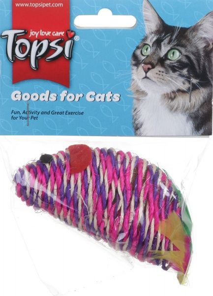 Игрушка для котов Topsi Мышка из войлока с перьями 7см 1662