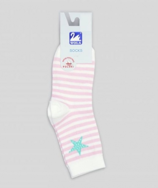Носки для девочек Wola W34.01P 586 р. 30-32 белый с розовым 