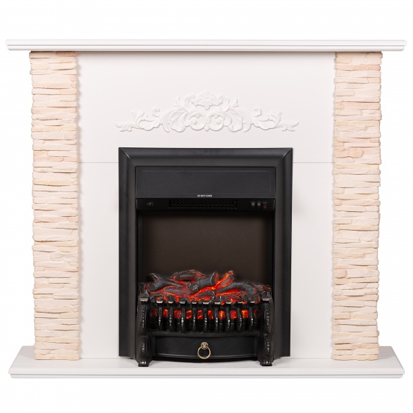 Каминокомплект ASTRA FLAME Ларнака cream + HORTON BLACK
