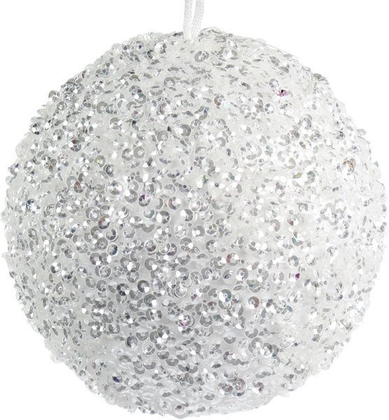 Куля пластикова з паєтками 0970 білий