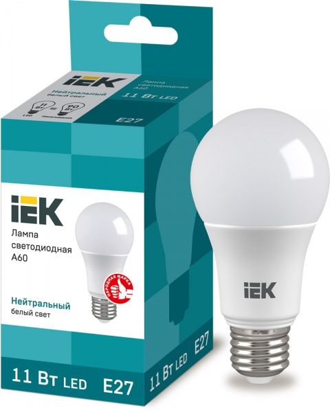 Лампа світлодіодна IEK ECO 11 Вт A60 матова E27 220 В 4000 К 