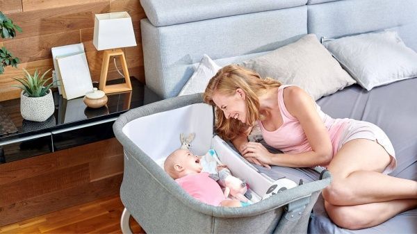 Кровать детская Kinderkraft приставная Uno Grey KKLUNOGRY00000