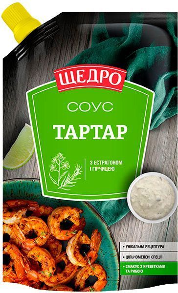 Соус майонезний ТМ ЩЕДРО Тартар 30% д/п 4823097401330 200 г
