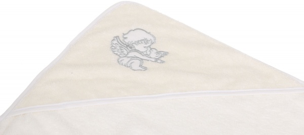 Рушник махровий Україна Янгол із голубом 95х95 см молочний із срібним