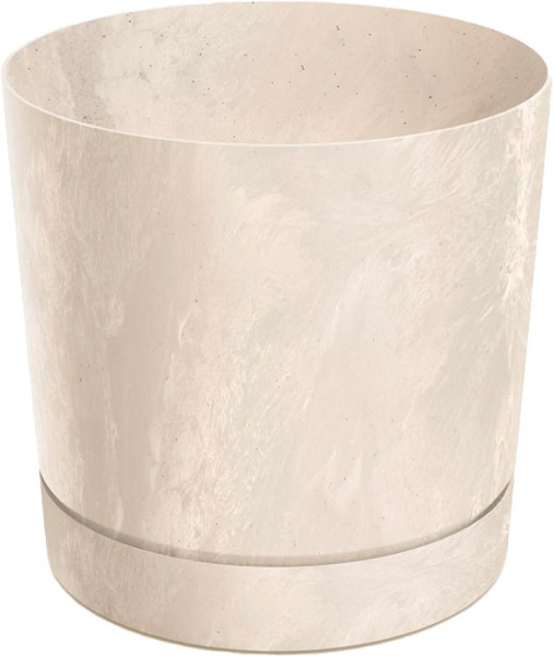 Горщик для квітів PRP Tubo P Beton Effect 240 мм з пiдставкою крем круглий (71006-700) 
