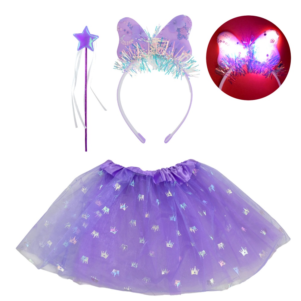 Костюм дитячий карнавальний Shantou обруч, чарівна паличка, спідниця фіолетовий E2504-3