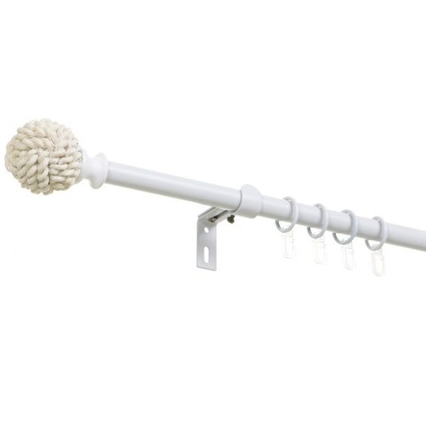Карниз Bella Vita Шар плетеный белый одинарный укомплектованный d16 мм 160 см белый 