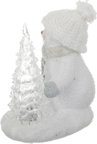 Фигурка декоративная светодиодная (LED) Снеговик с елкой 920241 14 см 