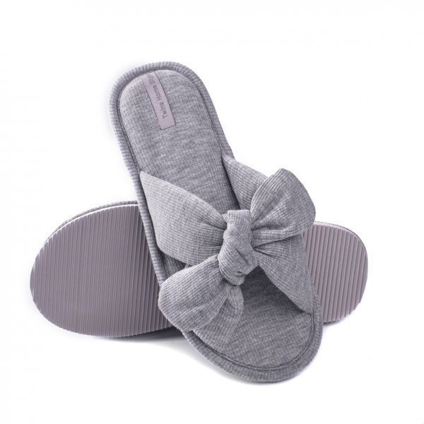 Капці домашні Twins HS-VL бант-перехрещення р. 38-39 сірий 
