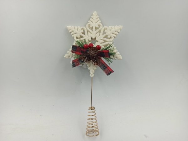 Верхівка для ялинки з декором LD21006 комбінована білий 