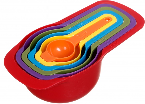 Набор мерных ложек пластик цветные 6 шт