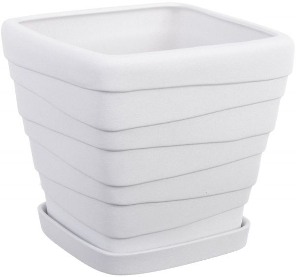 Горщик Оріана-Запоріжкераміка Квадрат №2 Хвиля крошка квадратний 8 л білий 