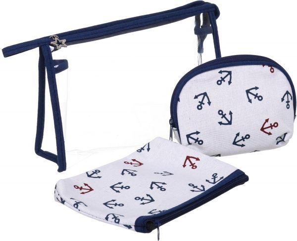 Набор косметичек Якоря 3 шт. B107-8 бело-голубой 