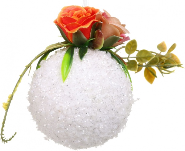 Декоративна підвіска Куля з декором 8 см білий HFW15