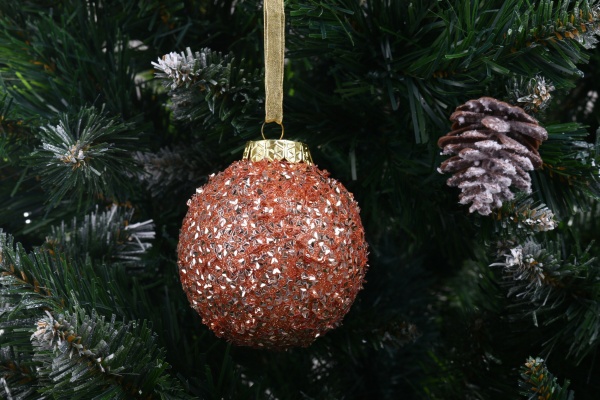 Елочная игрушка в форме шара с пайетками и блестками 8 см CAA126690 